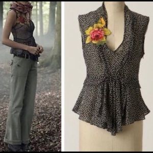 Anthro’s Odille Dotted For Beaded Blouse